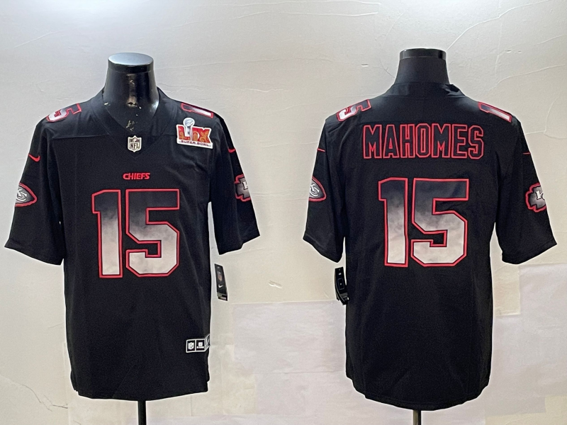 Men Kansas City Chiefs 15 Mahomes black Rainbow 2025 Nike Limited NFL Jersey style 9